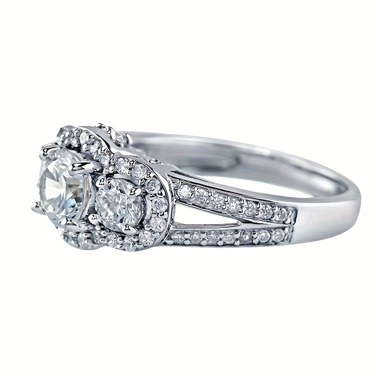 3 Lab Moissanite Ring S925 Sterling Silver Ring
